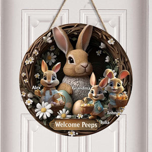 Grandma's Bunnies - Personalized Grandma Custom Shaped Wood Sign