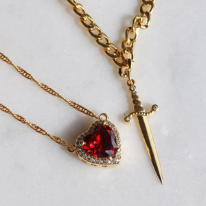 Heart & Sword Necklace Set