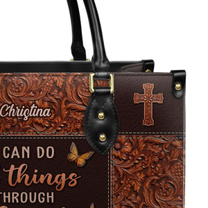 Personalized I can do all things through Christ who strengthen me-Bible Verse Leather Bag