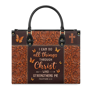 Personalized I can do all things through Christ who strengthen me-Bible Verse Leather Bag