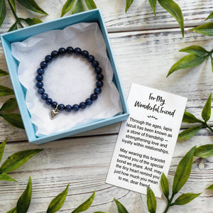 For My Wonderful Friend Bracelet, Lapis Friendship Bracelet With Card, Ladies Bracelet