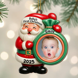 Baby's First Christmas Ornament, Custom Photo Wood Ornament