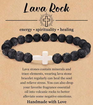 Turquoise Bracelet With Cross, Healing Beads Bracelet