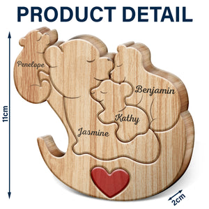 Personalized Mama Bear Wooden Puzzle Gift For Mother, Family