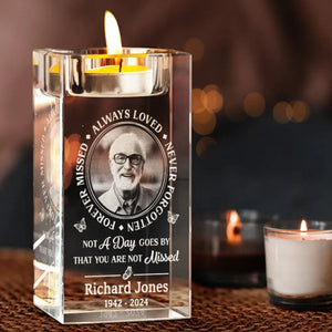 Always Loved Never Forgotten - Personalized Memorial Crystal Candle Holder