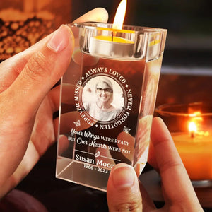 Always Loved Never Forgotten - Personalized Memorial Crystal Candle Holder