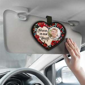 Forever In Our Hearts - Personalized Heart Flower Car Visor Clip