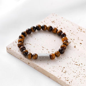 Personalized Name Crystal Beaded Bracelet, Tiger Eye Stone Bracelet
