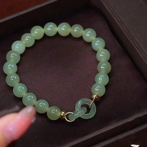 Accompany • Emerald Jade Stone Safe Buckle, Heart Buckle Bracelet