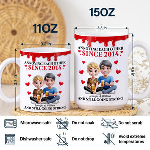 Old Couple Annoying Each Other 3D Effect - Personalized White Edge-to-Edge Mug