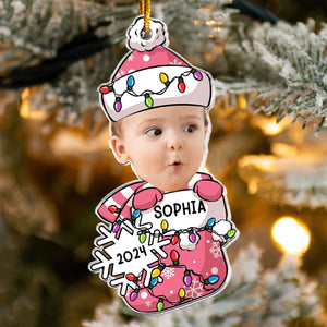 Peeking Baby First Christmas Personalized Acrylic Photo Ornament