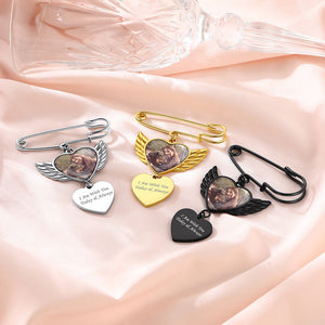 Personalized Angel Wing Wedding Bouquet Heart Picture Charms Brooch Pins