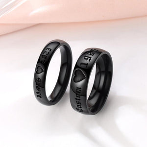 Couple Ring - Personalized Name Matching Heart Promise Rings