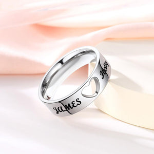 Couple Ring - Personalized Name Matching Heart Promise Rings