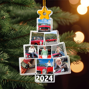 Christmas Upload Photo Family Pine Tree Personalized Ornament