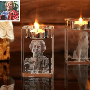 Personalized 3D Photo Engraved Crystal Candelabra