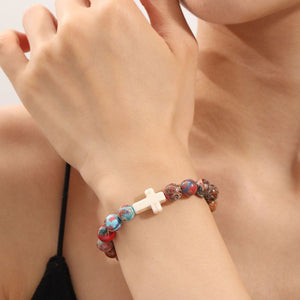 Natural stone cross bracelet