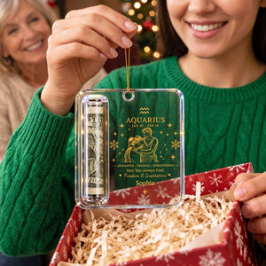 Custom Name – Personalized Zodiac Christmas Cash Ornament