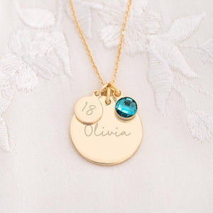 Personalized Birthstone Name Necklace Photo Gift Set