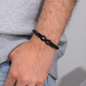 To My DAD-Personalized Dual Name Infinity Leather Bracelet