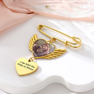 Personalized Angel Wing Wedding Bouquet Heart Picture Charms Brooch Pins