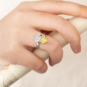 Personalized Grad Cap Heart Birthstone Ring - Graduation Gift For Graduates