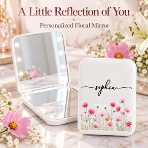 Personalized Birth Flower Mirror – Custom Name Birthday Gift For Her, Sisters, Daughters & Friends