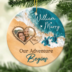The Year We Became Mr & Mrs โ Personalized Beach Christmas Ceramic Ornament Gift For Couple