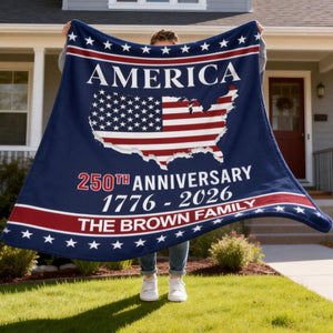 America 250th Anniversary Blanket Personalized Family Name Blanket