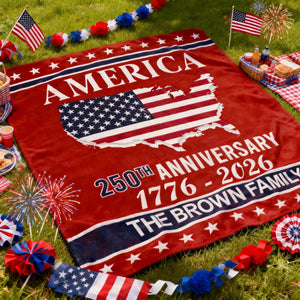 America 250th Anniversary Blanket Personalized Family Name Blanket
