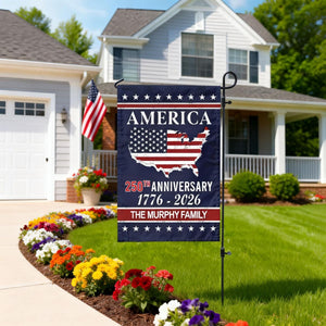 America 250th Anniversary Garden Flag Personalized Family Name