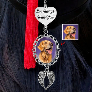 You Are Always In My Heart - Memorial Personalized Photo Graduation Tassel Heart & Angel Wing Charm