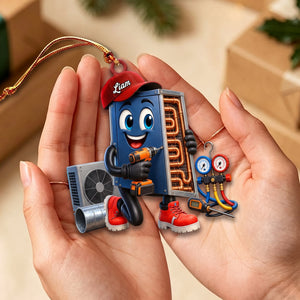 Cute HVAC Repair Mascot Ornament โ Personalized Gift For Heating & Cooling Professionals