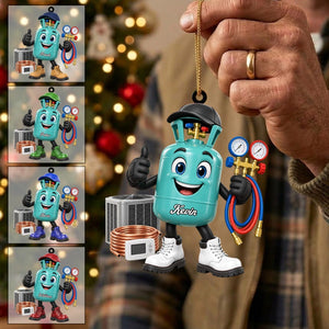 HVAC Refrigerant Tank Mascot Ornament โ Funny Personalized Heating & Cooling Tech Gift