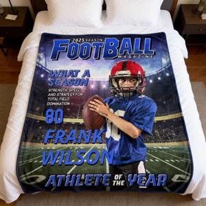 Custom Photo Magazine Cover Personalized American Football Blanket Gift for American Football Lovers