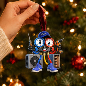 HVAC Manifold Gauge Mascot Hanging Ornament โ Personalized Gift For Heating & Cooling Professionals