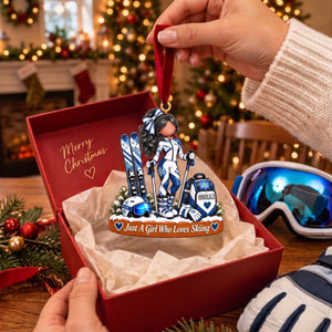 Personalized Ski Boy Ski Girl Christmas Ornament