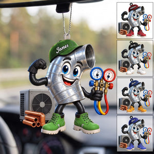 Flexing Ductwork HVAC Mascot Ornament โ Personalized Gift For HVAC Technician