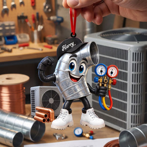 Flexing Ductwork HVAC Mascot Ornament โ Personalized Gift For HVAC Technician