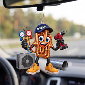 Copper Pipes HVAC Mascot Ornament โ Funny Personalized Gift for AC Technicians