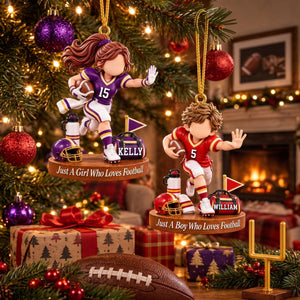 Personalized American Football Boy Football Girl Christmas Ornament