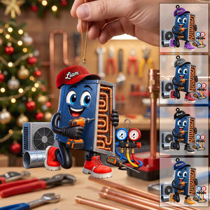 Cute HVAC Repair Mascot Ornament โ Personalized Gift For Heating & Cooling Professionals