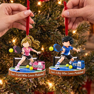 Personalized Pickleball Boy Pickleball Girl Christmas Ornament