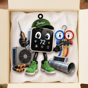 Smart Thermostat HVAC Mascot Ornament โ Funny Personalized Heating & Cooling Tech Gift