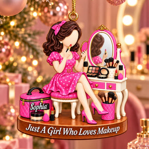 Just a Girl Who Loves Makeup- Personalized Ornament, Christmas Gift for Beauty Lover