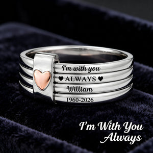Custom Name Memorial I'm With You Always - Personalized Heart Stacking Rings