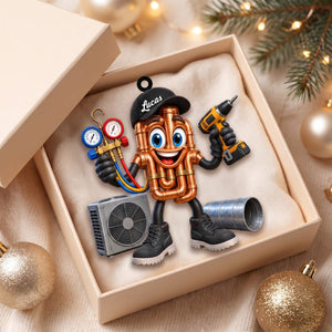 Copper Pipes HVAC Mascot Ornament โ Funny Personalized Gift for AC Technicians