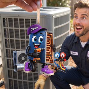 Cute HVAC Repair Mascot Ornament โ Personalized Gift For Heating & Cooling Professionals