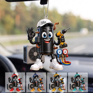 HVAC Compressor Mascot OK Hand Ornament โ Funny Personalized Gift for AC Technicians