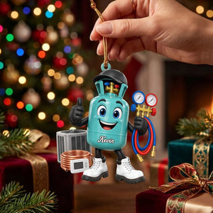 HVAC Refrigerant Tank Mascot Ornament โ Funny Personalized Heating & Cooling Tech Gift